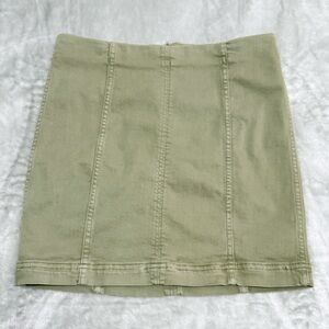 Free People Skirt Green Denim Mini Skirt Stretch Fit Womens Size 8